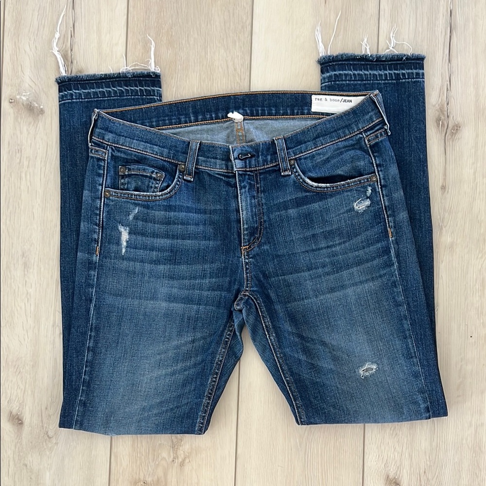 Rag & Bone Indigo Frayed Hem Jeans